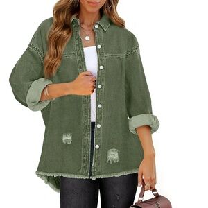 NWT  Oversized Denim Jacket Button-Up with Pockets Size 2XL